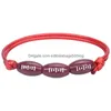 Baszyna piłka nożna Rugby Rugby Wisids Baseball Bracelets Bracelets dla mężczyzn Kobiety ręcznie robione regulowana skórzana linowa piłka sportowa DH48L