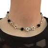 체인 Yuyu Sweet Cool Star Pedant Necklace Pearl Beaded 여성 십대 소녀 중공 쇄골 체인 Harajuku Choker