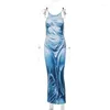 Vestidos casuais cm. Mulheres 3D Corpo estampado Spaghetti Strap BodyCon Midi Maxi Dress 2024 Street Fashion Festy Sexy Vestidos noite