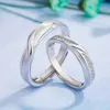 2PCS Wedding Purnings 1 para miedziana srebrna klasyczna regulowana szczotkowana pędzana twist cyrkon Pierścienie mężczyźni kobiety