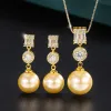 Ensembles Charms 1214 mm blanc or pâle grand laboratoire de perle de perle diamant collier de collier pour femmes
