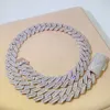 18 mm Moissanite Baguettes Cuban Link Chain Naszyjnik Sier Sier Choker for Women Men Men Tester z grą darmową wysyłką