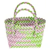 Storage Bags Pvc Woven Basket Baskets Plastic Handle Containers Rustic Picnic Shopping Bag Organizer Lady Party Bread