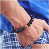 Beaded 10Mm Strands Bracelet Mens Gym Baseball Basketball Rugby Football Turquoise Round Beads Sports Bangles Gifts Fashion Natural Dhcpm