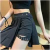 Jupes gothiques harajuku femmes plissées avec anneau de jambe noir hauteur jupe courte été punk décontracté mini 210311 drop livraison vêtements w dh9dm