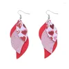 Hoop Earrings 12 Pairs Valentine's Day Peach Heart Red Lip Multi-Layered Artificial Leather S-Shaped Temperament