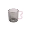 Wine Glasses Colored Glass Cups Original Design Colorful Waved Ear Mug Handmade Simple Wave Coffee Cup Water