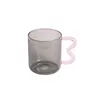 Weingläser, farbige Glasbecher, originelles Design, bunt, gewellter Ohrbecher, handgefertigt, einfache Welle, Kaffeetasse, Wasser