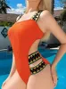 Women's Swimwear 2024 New Sexy One Piece Swimsuit Womens Colorful Elastic Band Swimwear With Built In Bra Pads Shapewear Bikini Bottoms Bikini Y240402