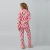 Home Kleding Soft Polyester Loungewear Dames Lange mouw Cardigan Sleepwear Set Autumn Modieuze High-End Feel nauwsluitende pyjama's