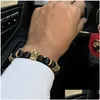 Armband Armband Pave Black CZ Zirconia Gold King Crown Charm Men Stone Bead Valentine Mens smycken Handmade241i Drop Delivery Dhn2m
