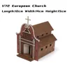 Kök spelar mat 1/72 europeiska kyrkans träförsamling pussel modellbyggnad konstruktionsscene DIY Toy 2443