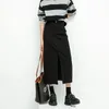 Saia jeans dividida para mulheres de alta cintura solta Aline coreana Saias pretas elegantes Moda de primavera 240326