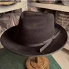 Bérets Handmade Brand Design Wide Brim Fedora Chapeaux pour hommes femmes laine pliable Felt Panama Rancher Hat With Brown Couleur