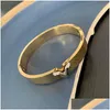 Bangle Titanium Steel Femmes Love Designer Bracelets Sier Gold Color Bangles V Lettre Bracelet à charme étroit Bijoux de mode Lady Part Dhab9