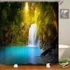 Cortinas de chuveiro cenário de cachoeira 3D Cenário de cortina de cortina de poliéster Banheiro à prova d'água com ganchos Bath 180 200 200