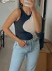 Damestanks Camis Dames kleurrijk geribbelde gebreide tanktop y2k zomerjurk casual o-neck mouwloze patch werk crop top t-shirt y240403