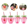 Wine Glasses Strawberry Cup Party Favors Milk Tea Students Plastic Cups Portable Water Bottle
