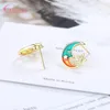 Boucles d'oreilles Arrivée 925 Sterling Silver Hollow Star Moon Small Girls Fashion Birthday Party Bijoux mignon