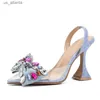 Kleiderschuhe Bowknot Crystal Denim Pumps sexy spitze Zehen High Heels Frauen Sandalen Prom Party Spring Zapatillas de Mujer H240403