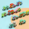 11PCS/Sets Magnetic Dinosaur Train Number Wooden Toy Learning Cars With Numbers Color Train Montessori Toys For Kids Toddler