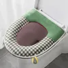 Tuvalet koltukları rahat ped rahat su geçirmez paspas seti kapak kapağı ekose baskı yastık çıkarılabilir bez