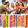 Decorative Flowers 40-100pcs Hawaiian Wreath Leis Garland Artificial Necklace Hawaii Flower Tropical Wedding Party Supplies