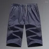 Shorts pour hommes Summer Pant Coton Coton Contrôlé Couleur Couleur desserre légèrement élastique mince et respirante quotidiennement