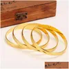 BANGLE 4 pezzi Box Gioielli di moda interi 14k Giallo giallo in oro massiccio GF Bracciale Dubai Pieno Donne Africa Arab Element257x Delivery Delivery Bra Otzdz