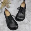 Casual Shoes Women's Oxford Genuine Leather Flat Round Toe Lace Up Platform Female Spring Autumn Footwear