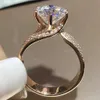 2st bröllopsringar Huitan Luxury Gold Color Women Engagement Wedding Rings Inlaid Shiny CZ Noble Party Jewelry Nice Anniversary Gift Fashion Rings