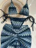 Kadın Mayo Kadın Mayo Renkli Akçaağaç Yaprağı Örme Bikini Mayo Üç Parça Set Split Stil Mayo Bikini Boyutu S-XL J240403