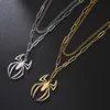 Colliers de pendentif Collier pendant Skyrim Punk Spider pour femmes hommes Hommes en acier inoxydable à double couche chaîne de cou de cou Hip Hop Animal Bijoux