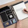 File Multifunction A4 Leather Padfolio Portfolio Men File Folder Phone Document Holder Organizer Executive Briefcase Business Office