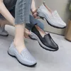 Dress Shoes GKTINOO 2024 Spring Real Leather Thick Bottom Women Wedges Cutout Sneakers Platform Loafers Lightweight Mom
