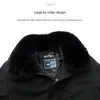 Men's Jackets Down Cotton-padded Jacket Male Dad Winter Plus Velvet Warm Long Coat Hair Removal Collar Male.