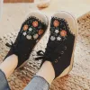 Boots New Embroidered Linen Casual Shoes Simple Versatile MidTop Booties Fashion LaceUp Craft Cloth Shoes Womens Shoes