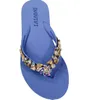 Terlik Kadınlar Glitter Flip Flops Yaz Moda Açık Rhinestone Zincir Kama Plaj Terlik Jöle Hawaiian Düz Sandalet 240318