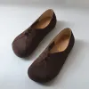 Oxfords Retro Nostalgia Cowhide Women's Shoes Flat Shoes For the Elderly Gift Bekväm mjuk frisk
