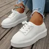 Casual Shoes Women's Fashion 24 Spring/Summer Round Head Lace-up Bekväma tjocka sulor stor storlek sport