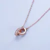 2024 jewlery designer for women gold necklace Sterling silver double ring diamond pendant rose gold female necklace masquerade ball chain jewelry gift q13