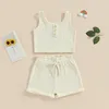 Clothing Sets Toddler Girls Summer Outfits Ribbed Sleeveless Vest Tank Tops And Elastic Shorts Baby Girl Born Infant Set