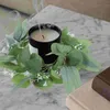 장식용 꽃 2 pcs 시뮬레이션 된 화환 반지 유칼립투스 탁상 장식 반지 화환 캔들 웨딩 PE (플라스틱)