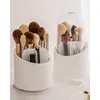 Storage Boxes Makeup Brush Holder Organizer With Lid Rotating Dustproof Make Up Brushes Container Acrylic Cover Durable 12 X 23Cm