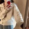 Navy Collar College Knitted Cardigan Womens Autumn Spring Preppy Style Short Solid Color Sweater Coat Sailor Collar 240323
