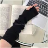 Elleboog knie pads lange vingerloze handschoenen voor vrouwen winter warme rekbare arm warmer gebreide wanten met dumbhole schrijven sms -druppel de dhmdh