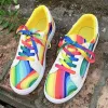 Stövlar regnbåge färg snörning sneakers kvinnor avslappnad nonslip plattform vulkaniserade skor kvinna 2023 höstlägenheter som kör gångskor 43