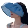 Chapeaux à bord large soleil pour les femmes d'été vide haut de plage chapeau de plage femelle pliable de soleil pli