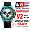 Diw Celeste Invert Quartz炭素SA4130自動クロノグラフメンズウォッチN6F V2ブルーホワイトブラックダイアンナイロンスーパーエディション同じシリアルカード純粋なリロジPTRX F2