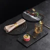Plattor kreativitet av mönster keramiska västerländska bordsartiklar Enkel svart svart specialformad biffplatta hushållets dessert dessertplatta